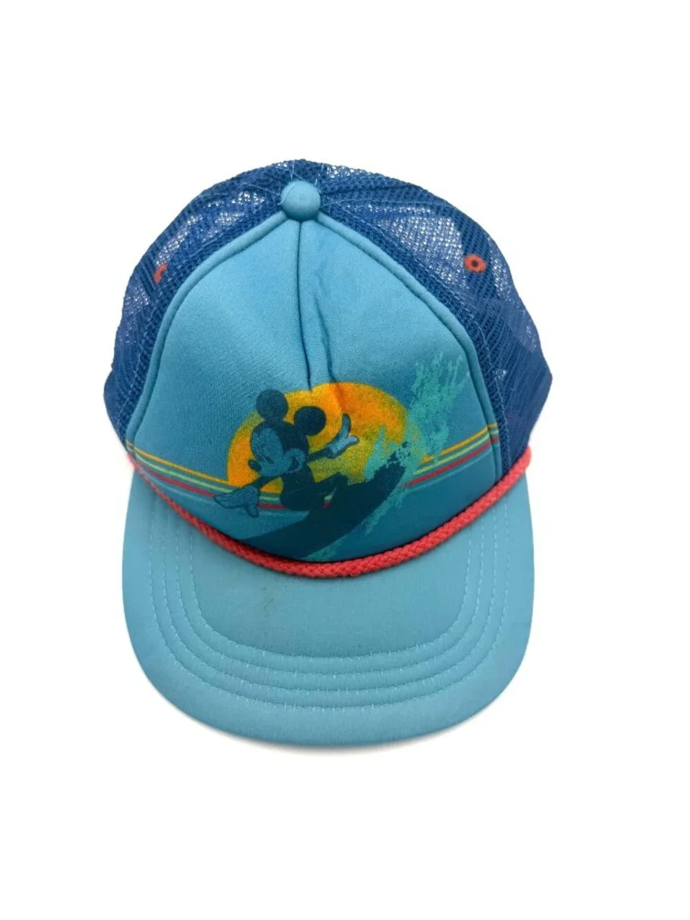 Disney Parks Mickey Mouse Surf Trucker Hat Youth Snapback Blue Beach Cap